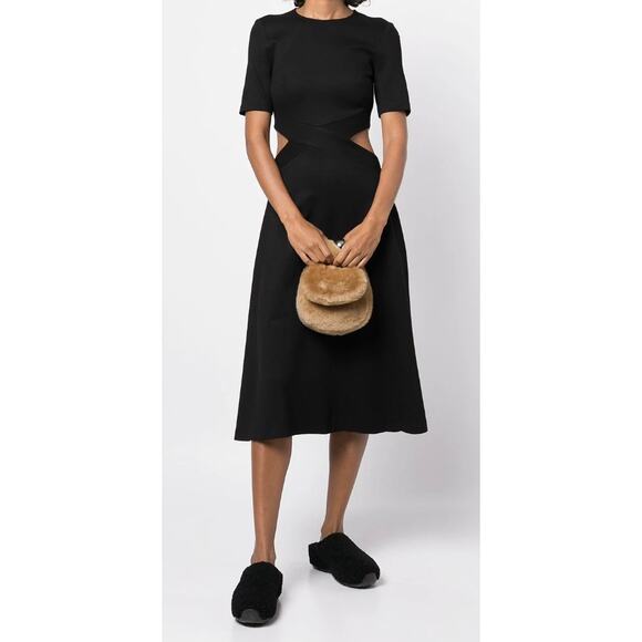 Rosetta Getty Cutout Stretch Jersey Midi Dress In Black - Picture 1 of 16